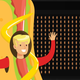 A cartoon man wearing a hot dog costume stands in front of hundreds of hot dog emojis.